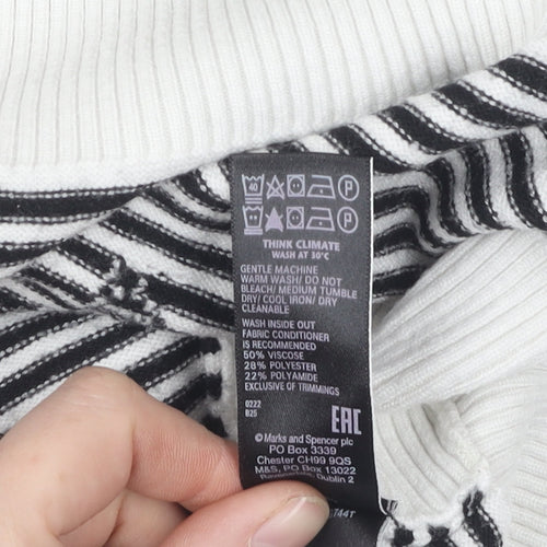 Marks & Spencer Women's L Black Striped Pullover Jumper