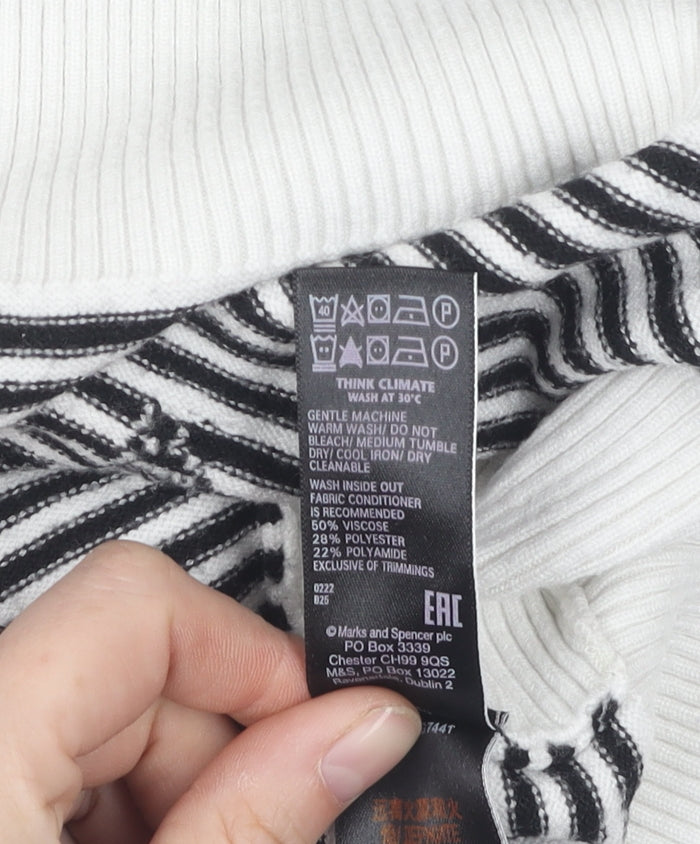 Marks & Spencer Women's L Black Striped Pullover Jumper