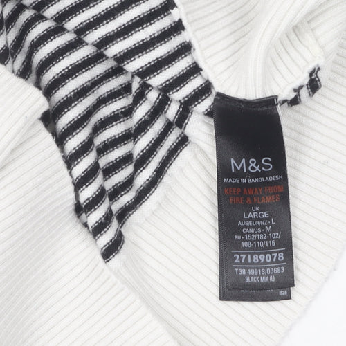 Marks & Spencer Women's L Black Striped Pullover Jumper