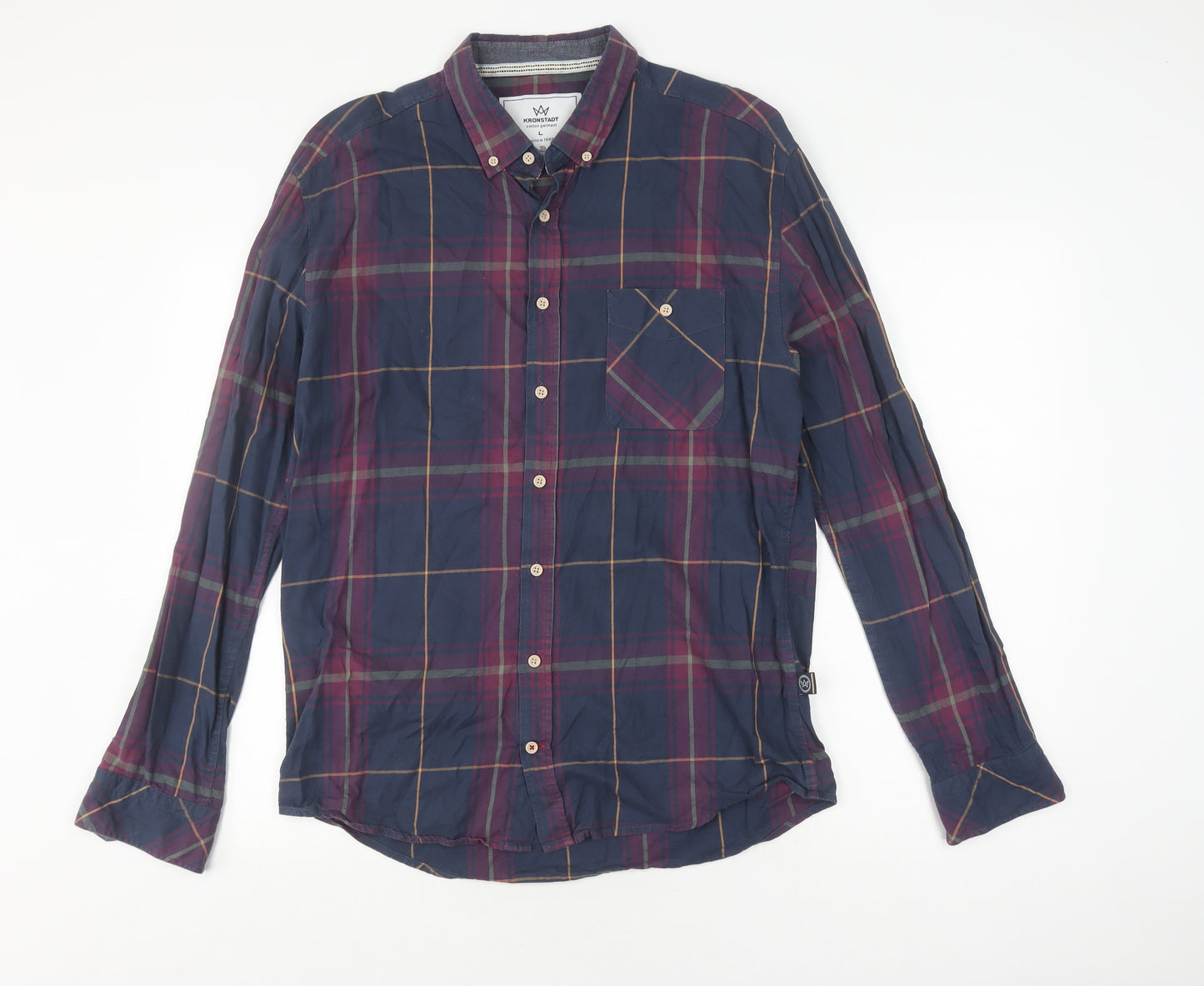 Kronstadt Men's L Multicoloured Plaid Button-Up Shirt