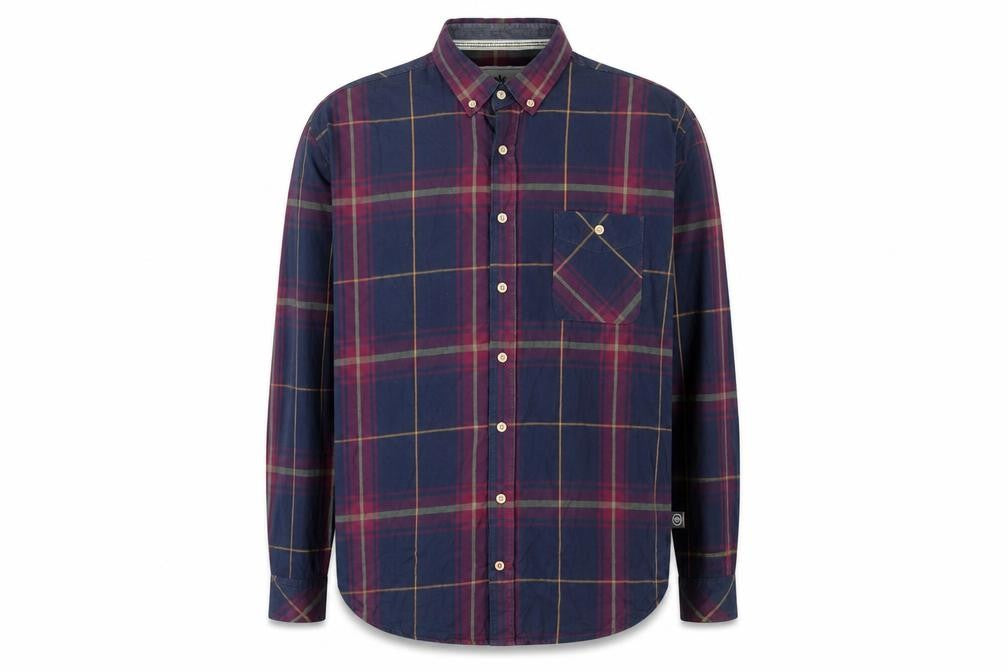 Front view of Kronstadt Men's L Multicoloured Plaid Button-Up Shirt