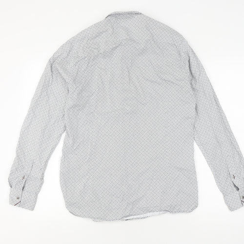 Ted Baker Men's White Geometric Long Sleeve Shirt M
