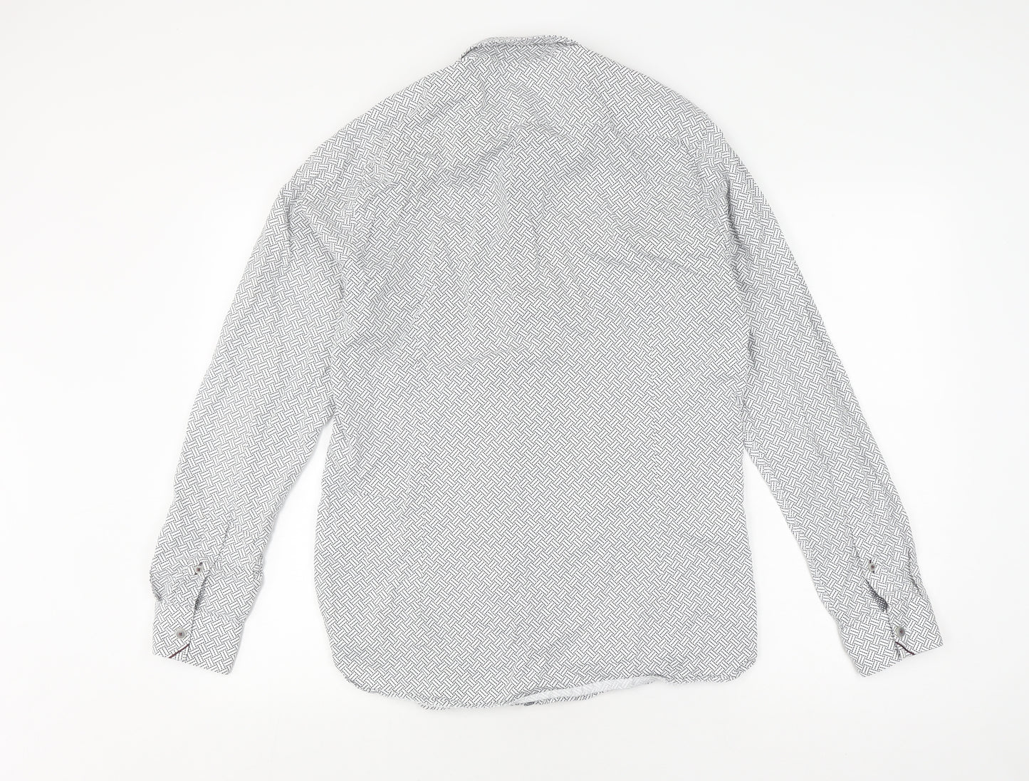 Ted Baker Men's White Geometric Long Sleeve Shirt M