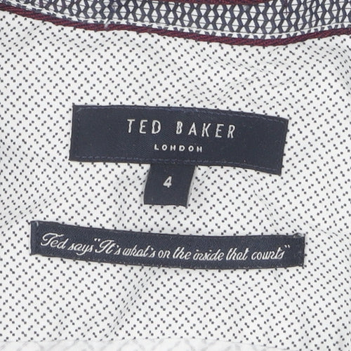 Ted Baker Men's White Geometric Long Sleeve Shirt M