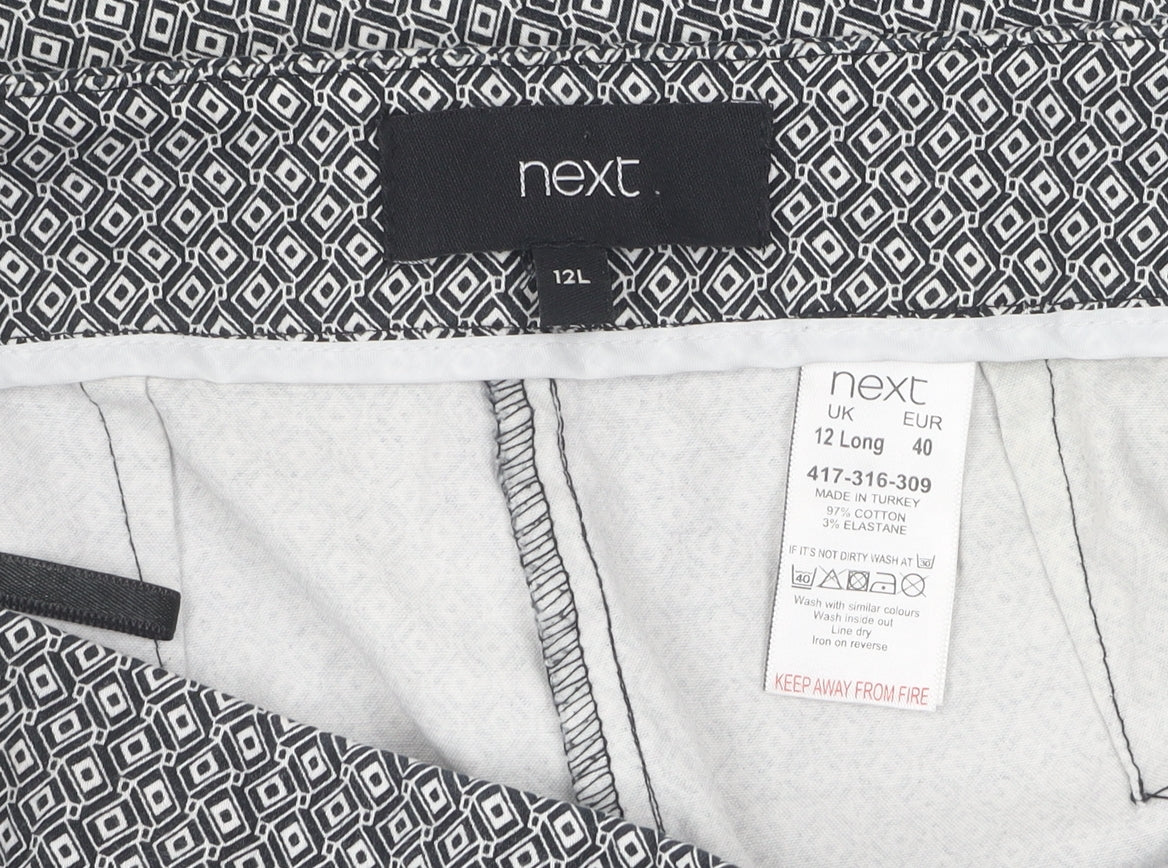 Next Women's Geometric Trousers, Black/White, Size 12 Plus