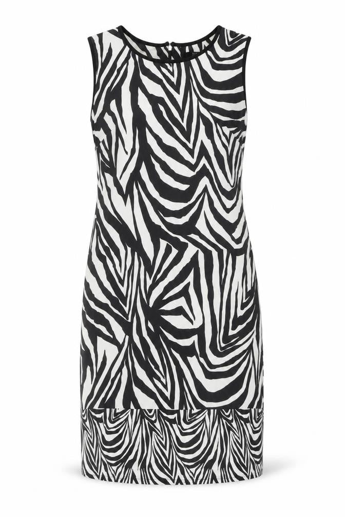 Front view of Julien MacDonald Women's Zebra Print Sheath Dress