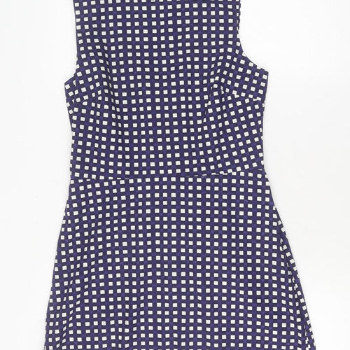 Warehouse Women's Blue Check Sheath Dress, Size 12