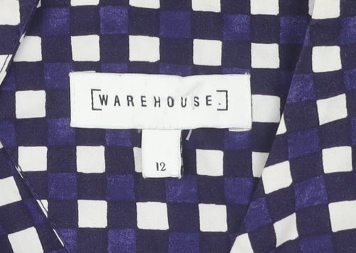Warehouse Women's Blue Check Sheath Dress, Size 12