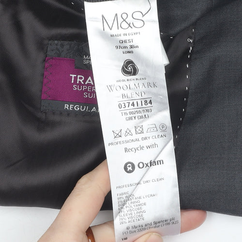 Marks and Spencer Men's Grey Suit Jacket 38L