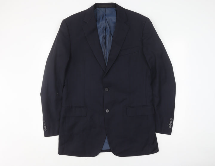 Marks and Spencer Men's Blue Wool Blazer, Size 40L, Classic Fit