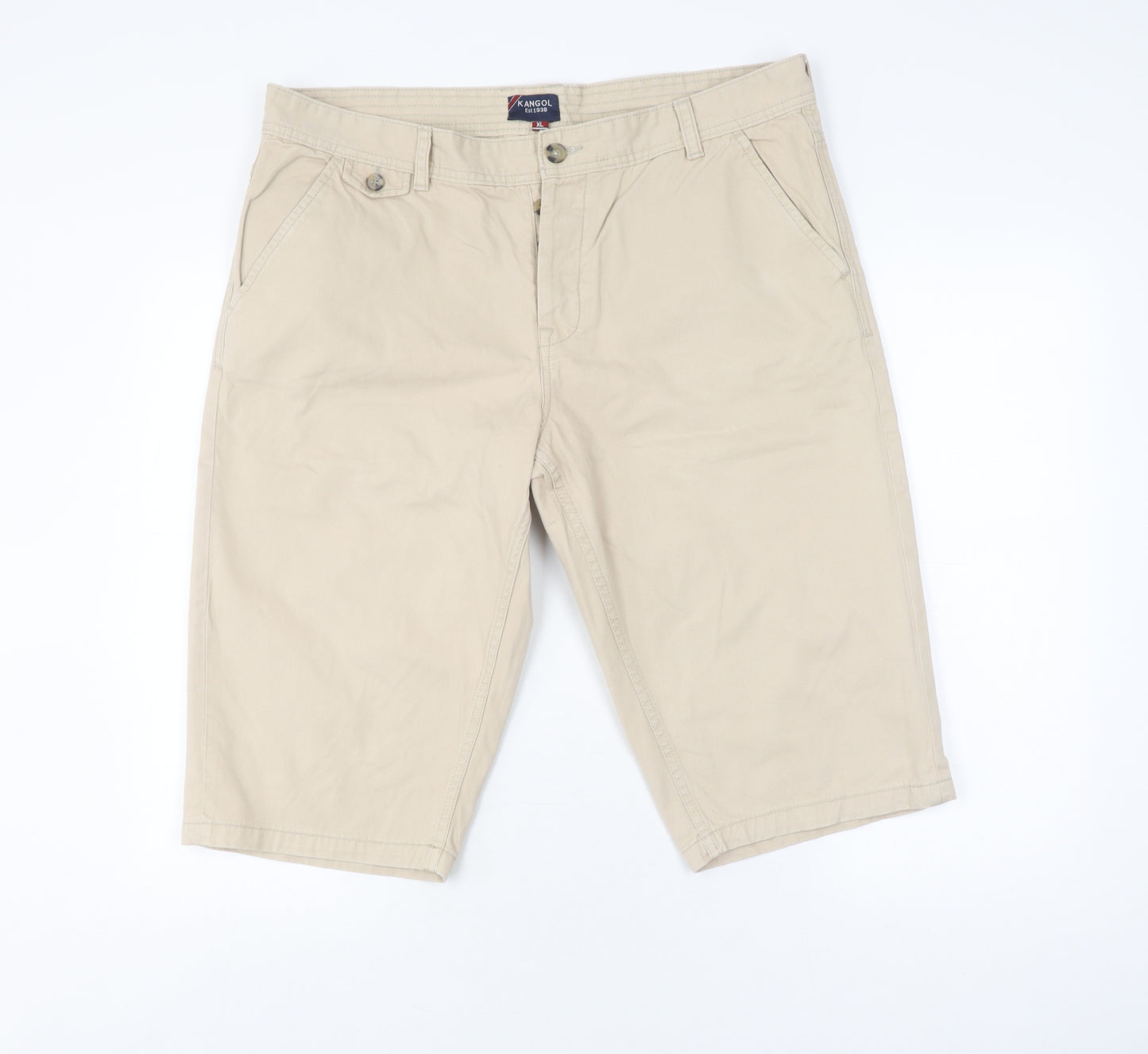 Kangol Mens Beige Chino Shorts XL - Casual Cotton Summer Wear