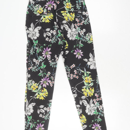 H&M Women's Black Floral Skinny Trousers - Size 8