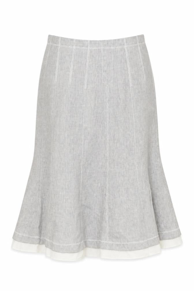 Front view of Etro Women's Grey A-Line Linen Skirt, size 16