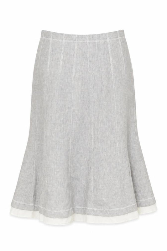 Front view of Etro Women's Grey A-Line Linen Skirt, size 16