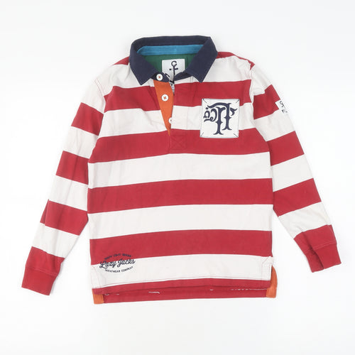 Lazy Jacks Boys Red Striped Long Sleeve Pullover 7-8 Y Casual