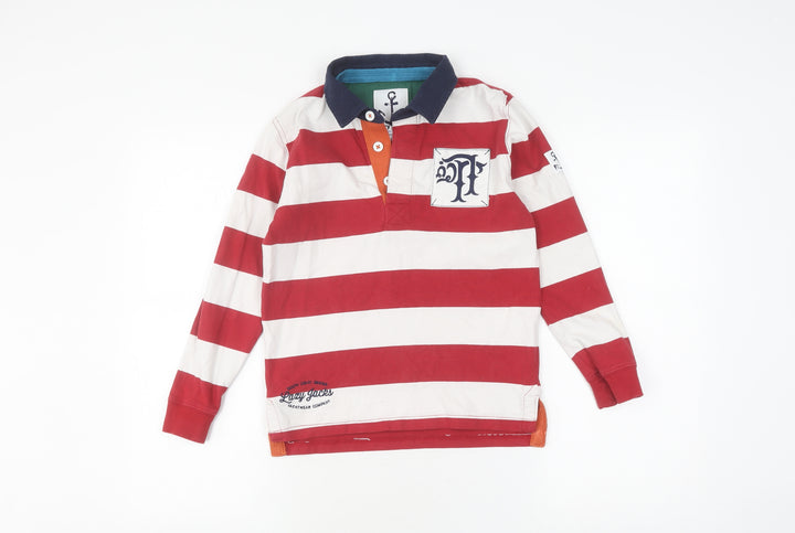 Lazy Jacks Boys Red Striped Long Sleeve Pullover 7-8 Y Casual