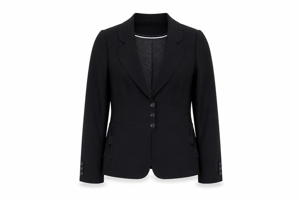 Front view of Next Women's Black Blazer 16R Polka Dot Business Jacket