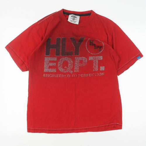 HLY EQPT Men's Red Graphic Print T-Shirt, Size M