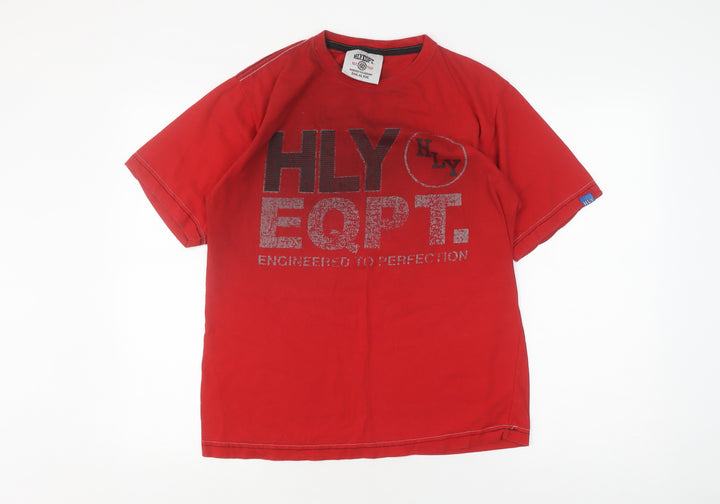 HLY EQPT Men's Red Graphic Print T-Shirt, Size M