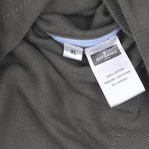 Jeff Banks Men's Green XL Pullover Jumper - Cotton Knit