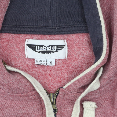 Label J Men's Red Full Zip XL Hoodie with Hood