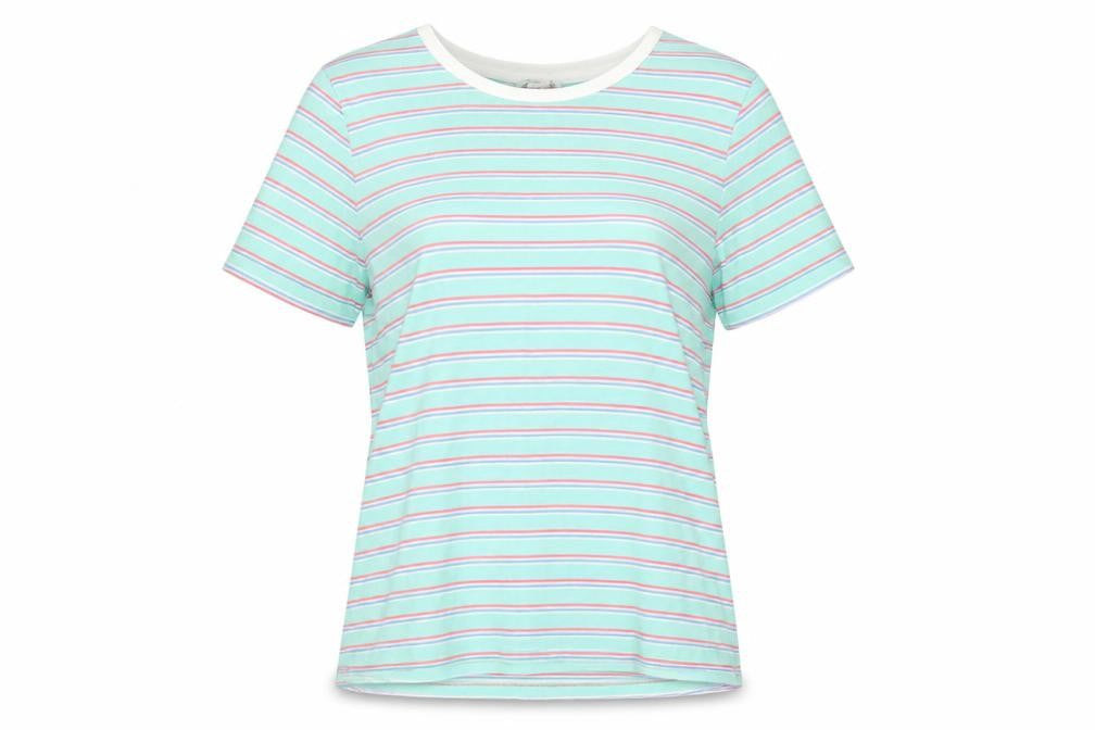 Front view of Monki Women's Multicoloured Striped T-Shirt L