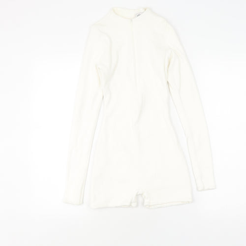 Oh Polly Women's White Romper UK 6 High Neck