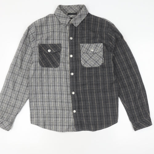 The Wiz Men's Grey Check Button-Up Shirt Size M