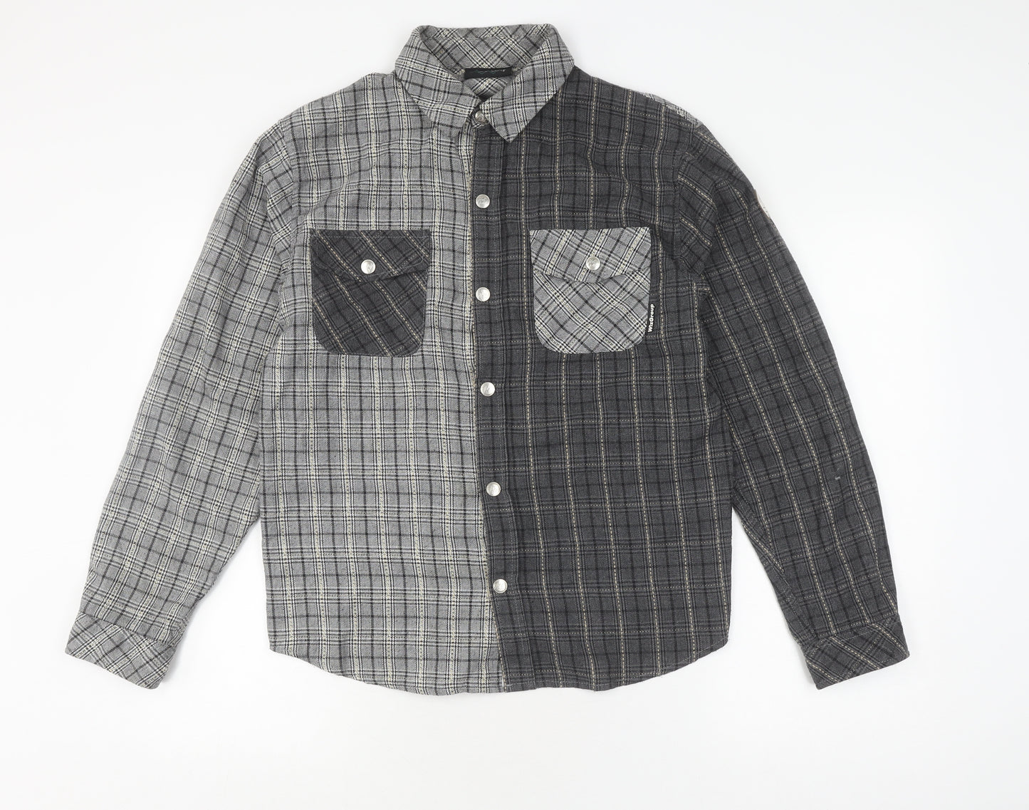 The Wiz Men's Grey Check Button-Up Shirt Size M