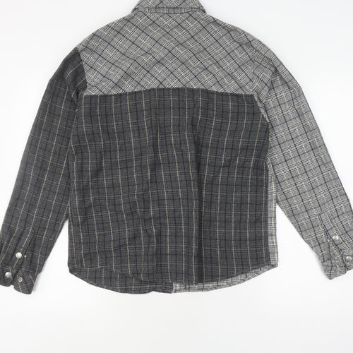 The Wiz Men's Grey Check Button-Up Shirt Size M