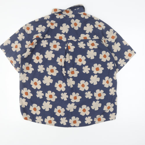 Aone Studios Men's Blue Floral Button-Up Shirt M