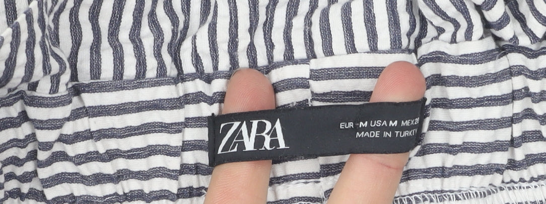 Zara Women's White Paperbag Shorts, Size 12, Casual