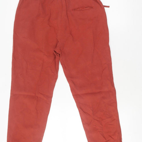 Stefanel Women's Red Linen Jogger Trousers Size 12