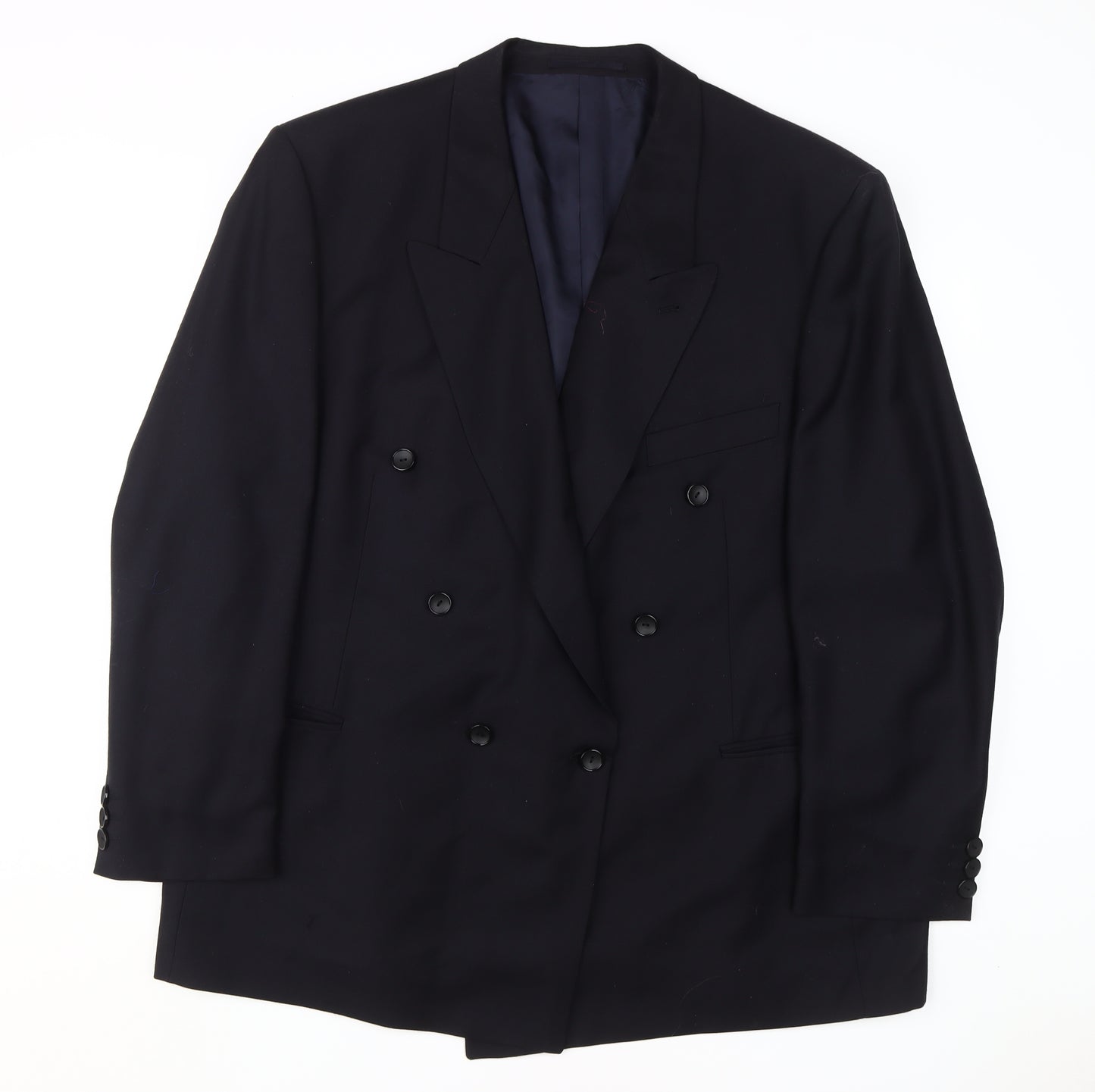 Greiff Men's Black Wool Blazer, Size 48, Formal Double-Breasted