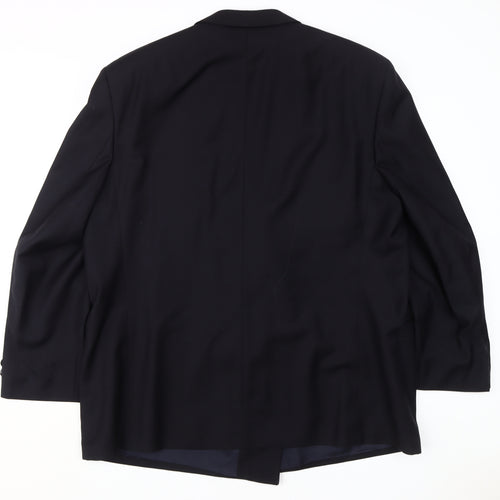 Greiff Men's Black Wool Blazer, Size 48, Formal Double-Breasted