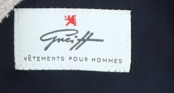 Greiff Men's Black Wool Blazer, Size 48, Formal Double-Breasted