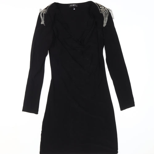 Club L Women's Black Bodycon Dress S Beaded Party