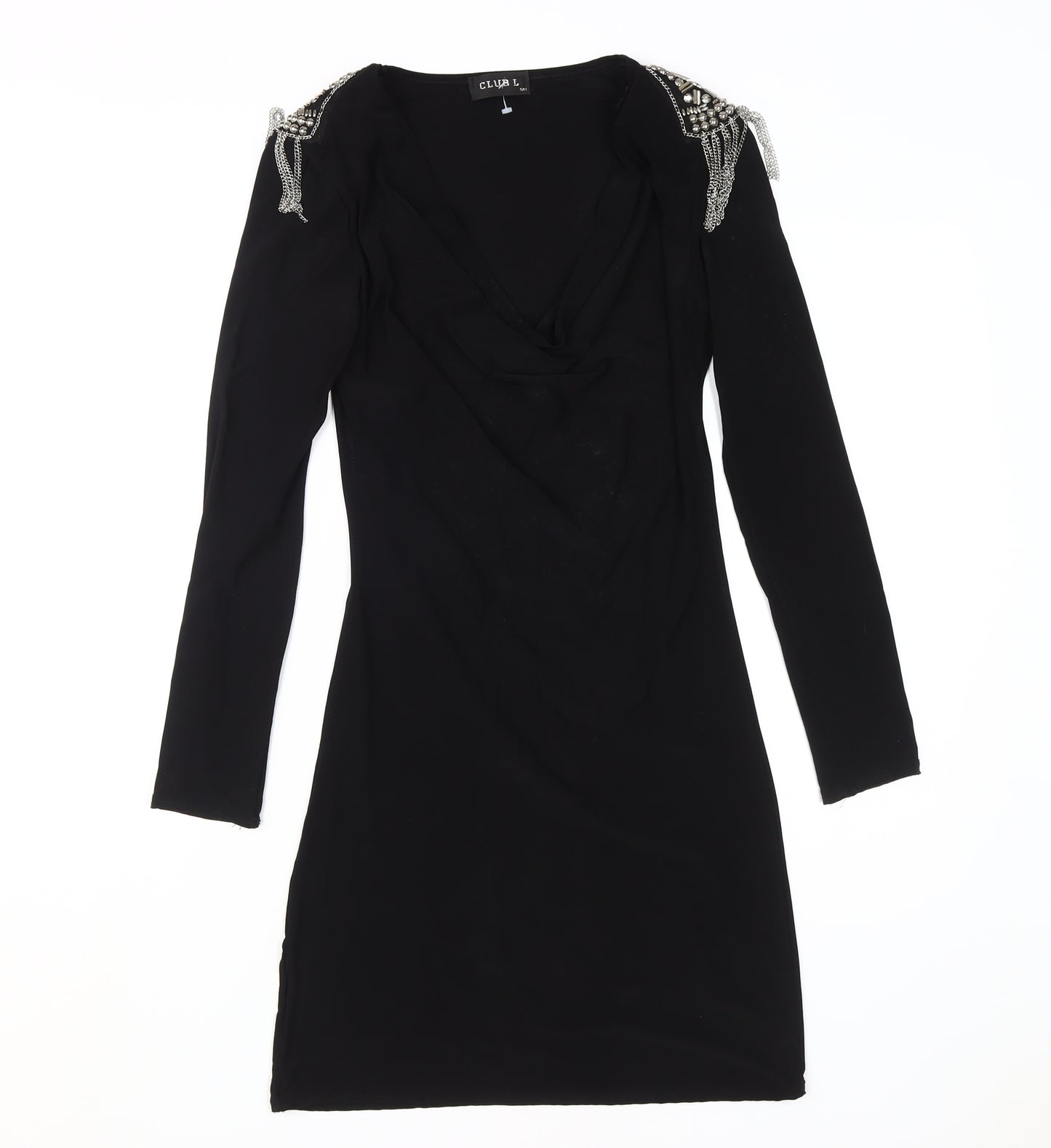 Club L Women's Black Bodycon Dress S Beaded Party