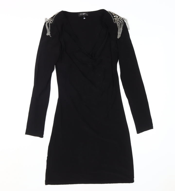 Club L Women's Black Bodycon Dress S Beaded Party