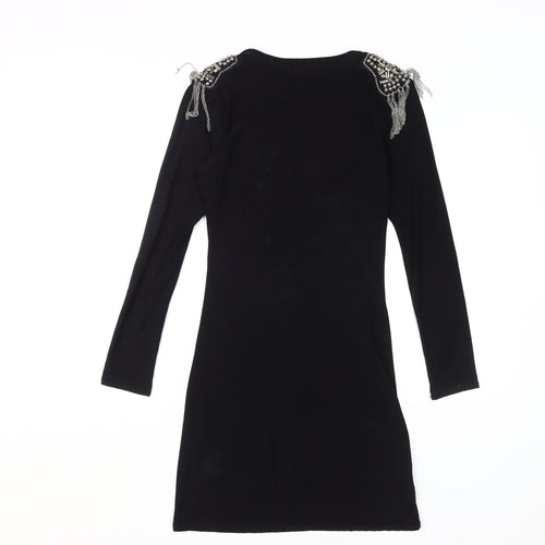 Club L Women's Black Bodycon Dress S Beaded Party