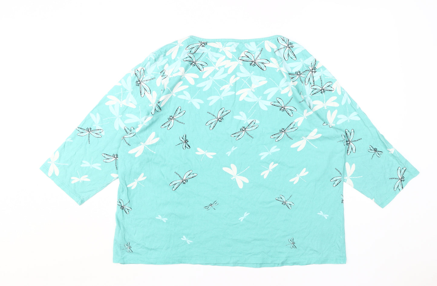 Cotton Traders Women's Blue Dragonfly T-Shirt Size 22