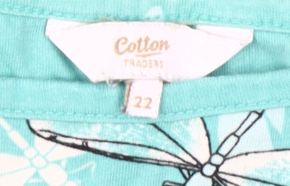 Cotton Traders Women's Blue Dragonfly T-Shirt Size 22