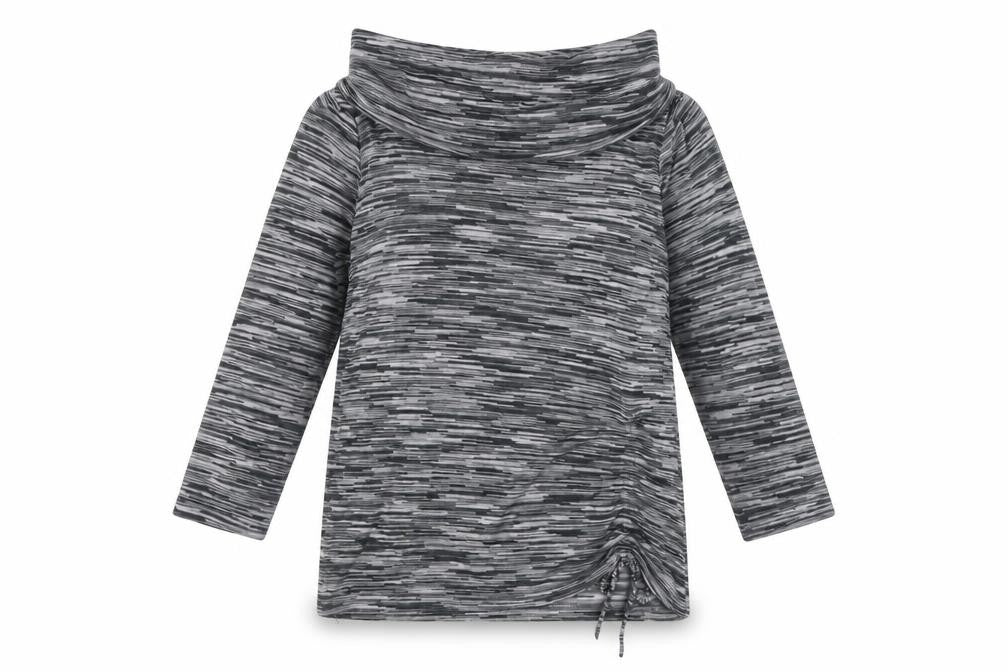 Front view of Klass Women's XL Black Cowl Neck 3/4 Sleeve Blouse