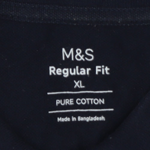 Marks and Spencer Men's Black Polo Shirt, XL, Cotton, Casual