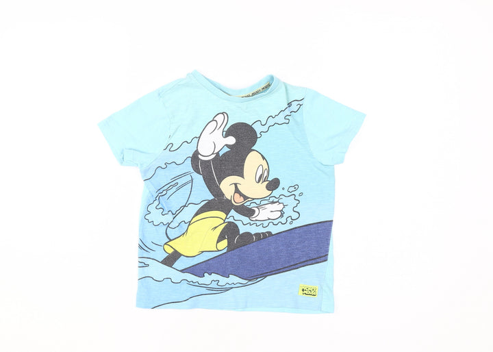 Disney Boys Blue Mickey Mouse T-Shirt 6-7 Years Short Sleeve
