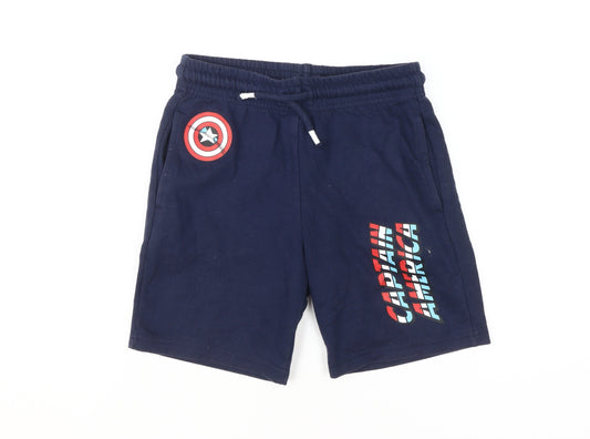 Marvel Boys Blue Captain America Sweat Shorts 6-7 Years