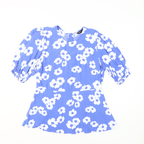 Marks and Spencer Women's Blue Floral Blouse Size 12