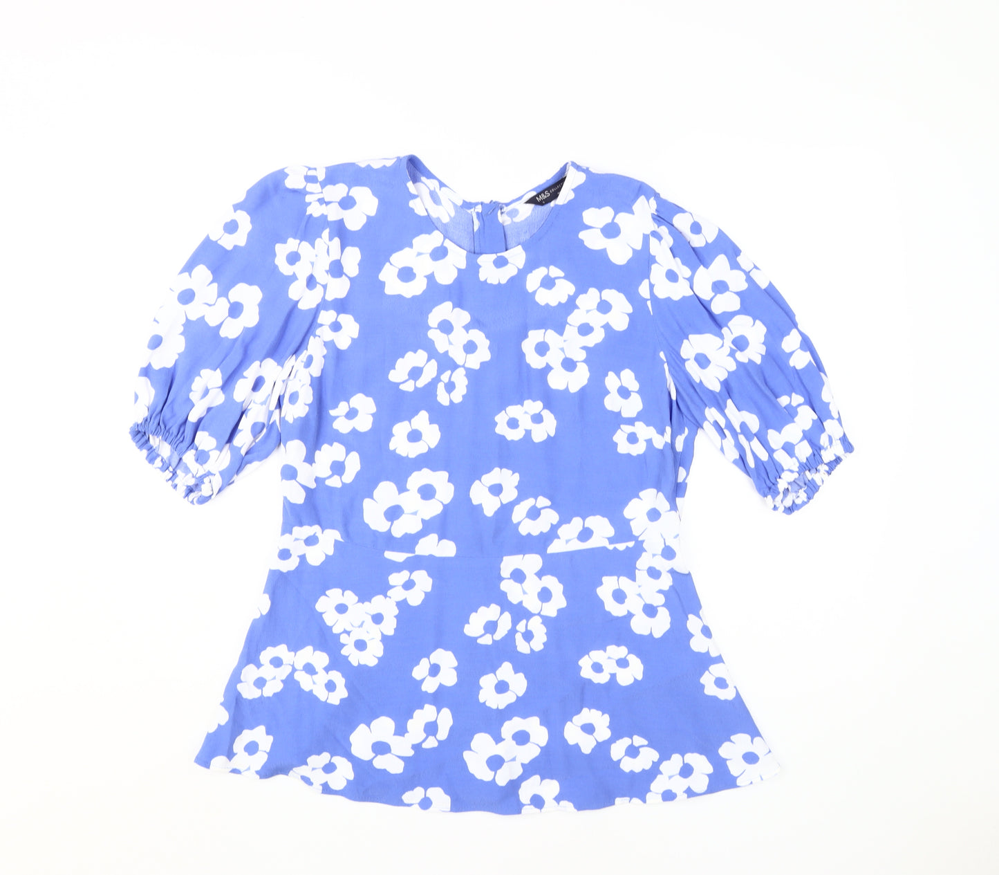 Marks and Spencer Women's Blue Floral Blouse Size 12