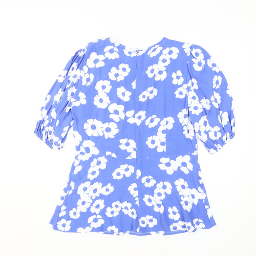 Marks and Spencer Women's Blue Floral Blouse Size 12