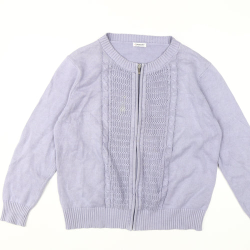 Damart Women's Purple Full Zip Knit Jumper Size 16